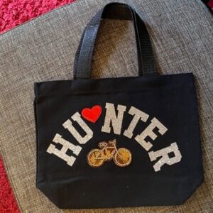 black bag with hunter print