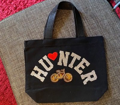 black bag with hunter print